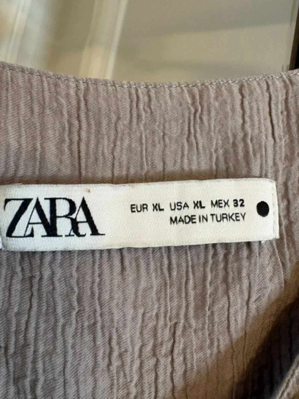Zara The Alexi Ruffled Blouse in Stone, Size XL
